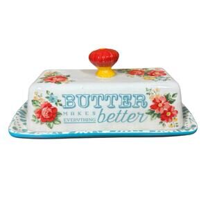 The Pioneer Woman Butter Makes Everything Better Vintage Floral Butter Dish